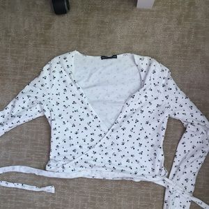 Brandy Melville White Wrap Top